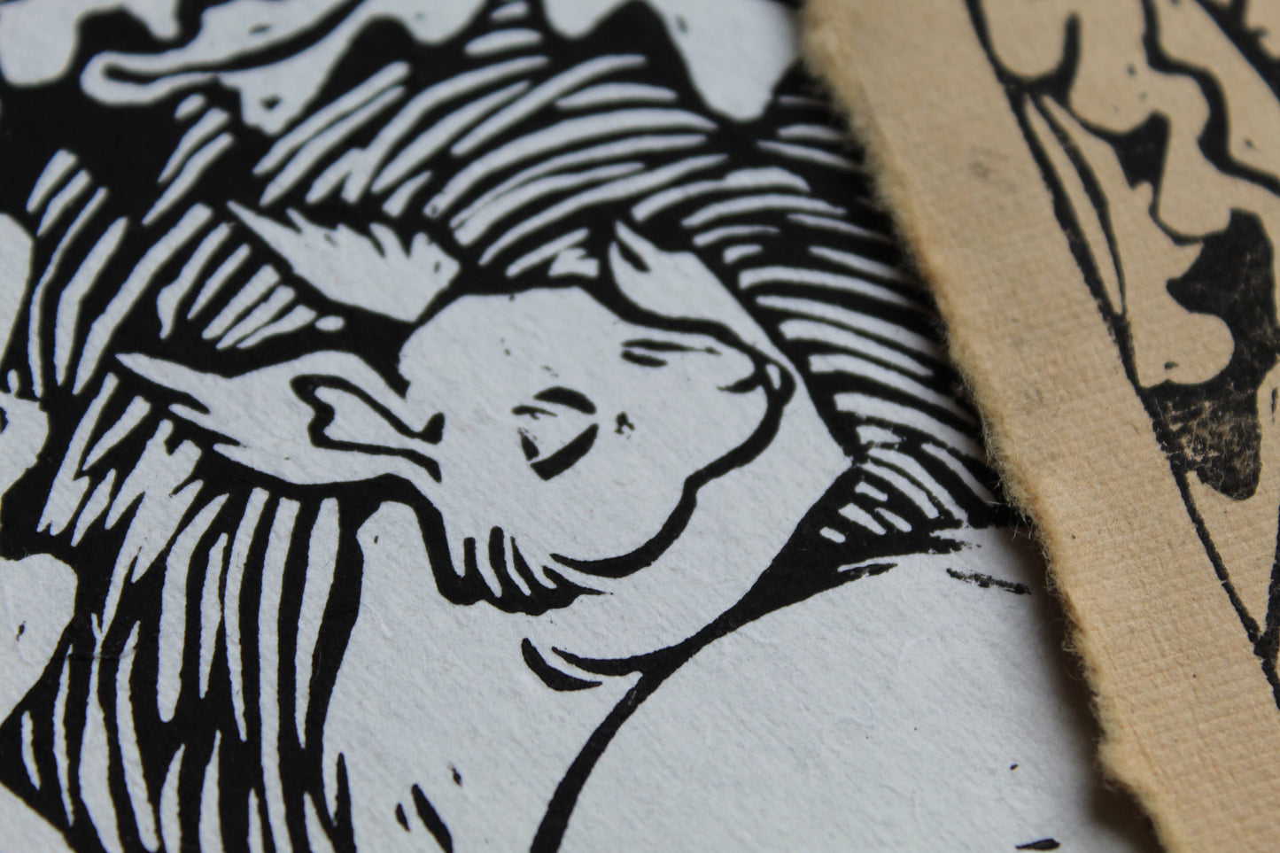 Sleeping Squirrel Lino Print