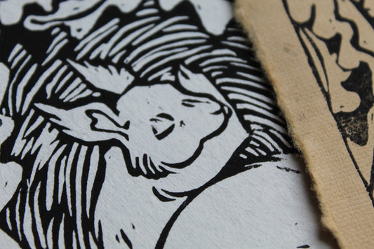 Sleeping Squirrel Lino Print