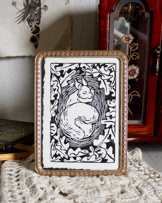 Sleeping Squirrel Lino Print