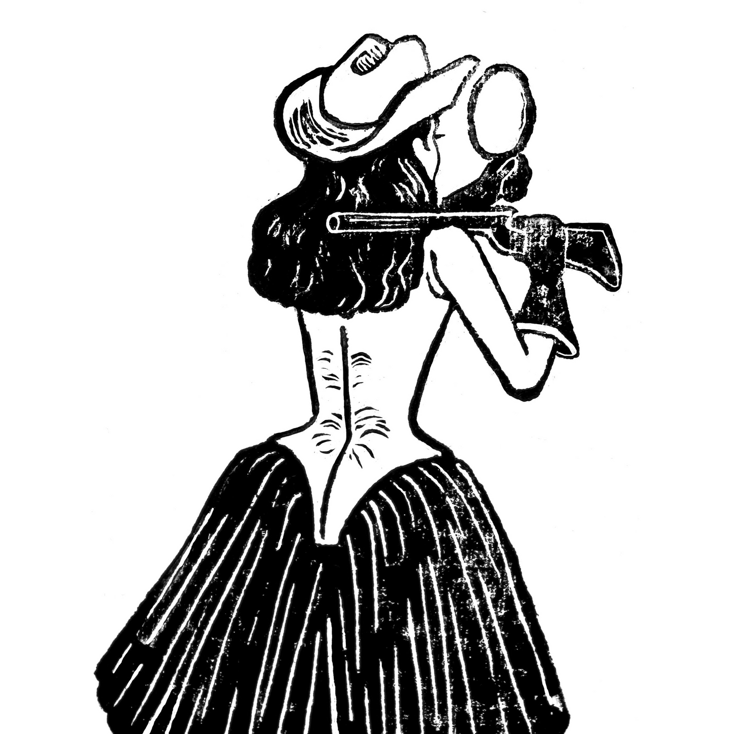 Cowgirl Linocut Fine Art Print