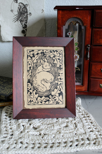 Sleeping Squirrel Lino Print